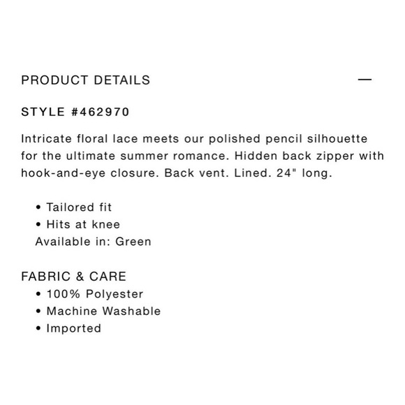 Ann Taylor Green Floral Lace Pencil Skirt Sz 4 - Picture 3 of 10